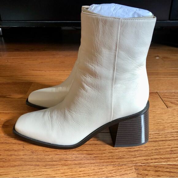 SAM EDELMAN WINNIE Ivory Leather Block Heel Bootie Women’s Size 8 - Picture 9 of 16